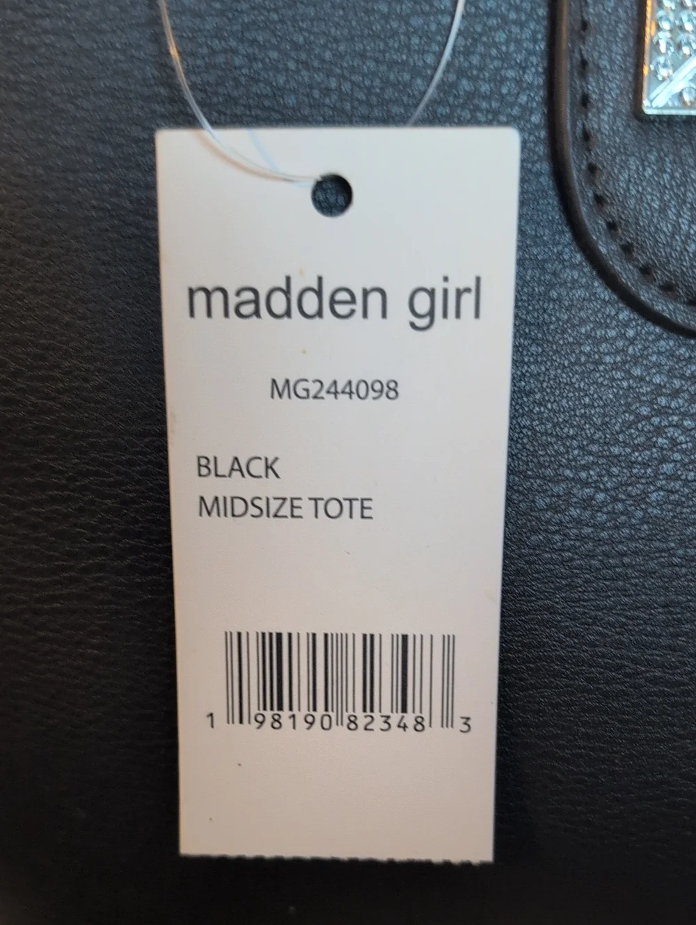 Madden Girl Black Faux Leather Satchel with Crystal Buckle and Strap